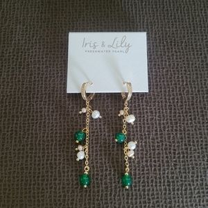 Iris & Lily Green💚 Aventurine and Pearl Dangle Earrings